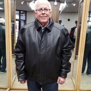 Mason & Cooper Black Lamb Leather Bomber with Faux Fur Liner